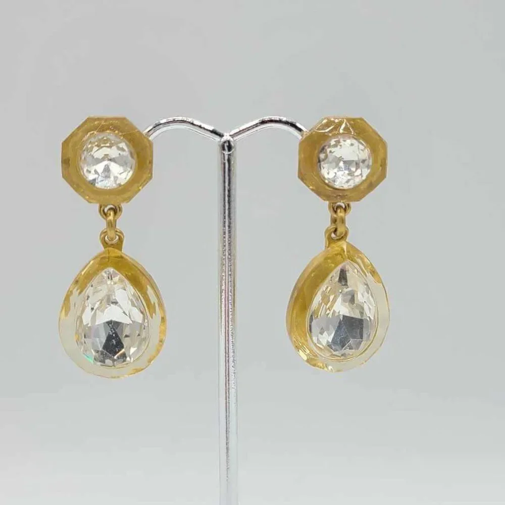 J Crew Clear Crystal Drop Earrings
